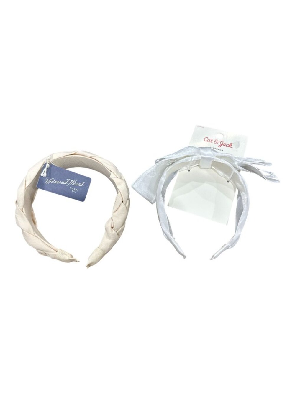 Universal Thread & Cat & Jack Headbands Set Cream Braided & White Bow Women's &